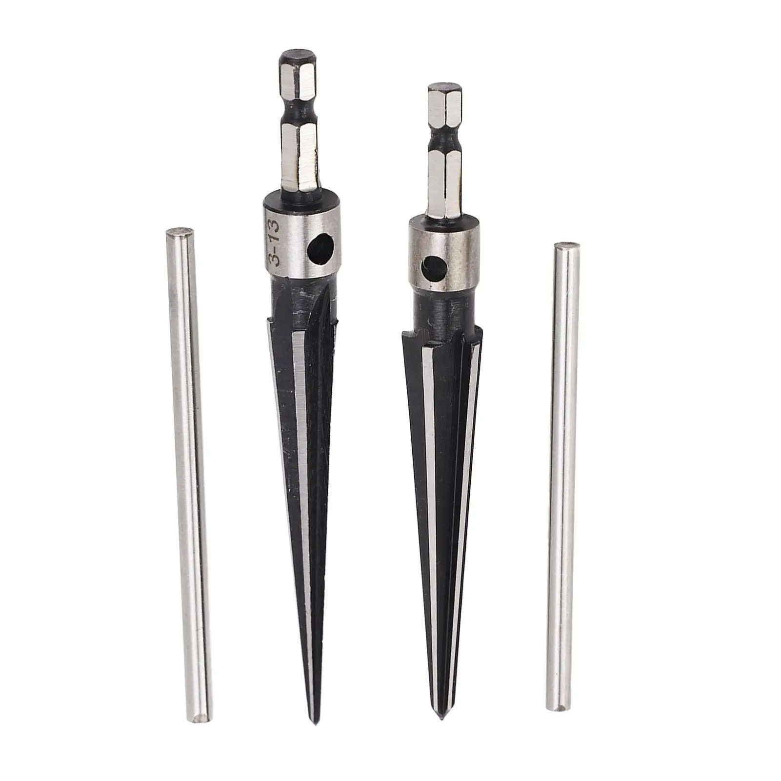 5-16mm 3-13mm Tapered 6 Flute Hole Reamer with Hex Shank & T-Handle for Woodworking - Precision Tool