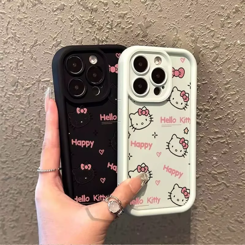 Custodia morbida per telefono Sanrio Hello Kitty Plain Multistep TPU per iPhone 13 Mini 12 Pro 14 Plus 15 Pro Max 11 7 8 Plus X XS Max XR SE20