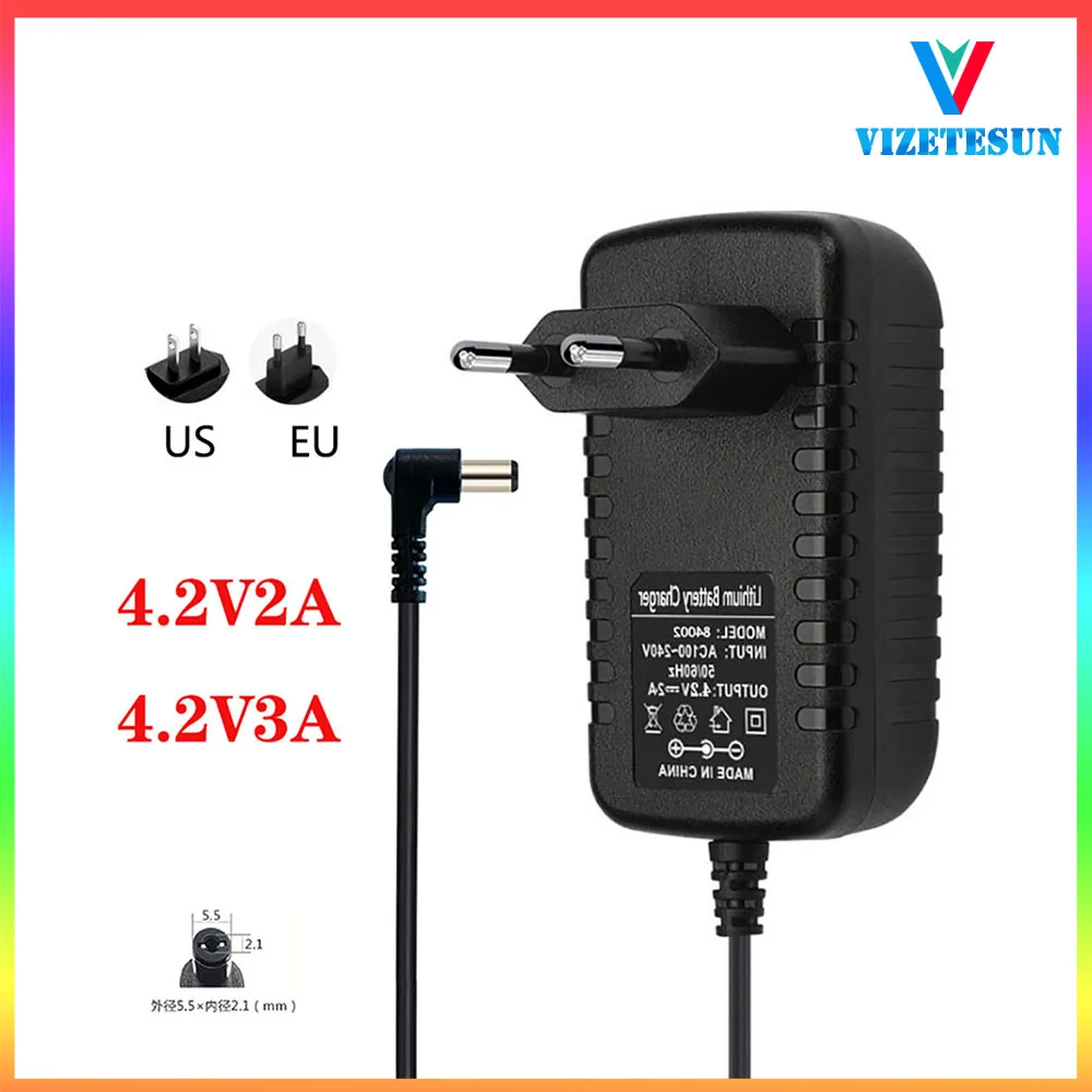 4.2V 2A 3A DC Adapter Power Supply Charger for DEKO Laser level Drill Driver Screwdriver 18650 Lithium Battery