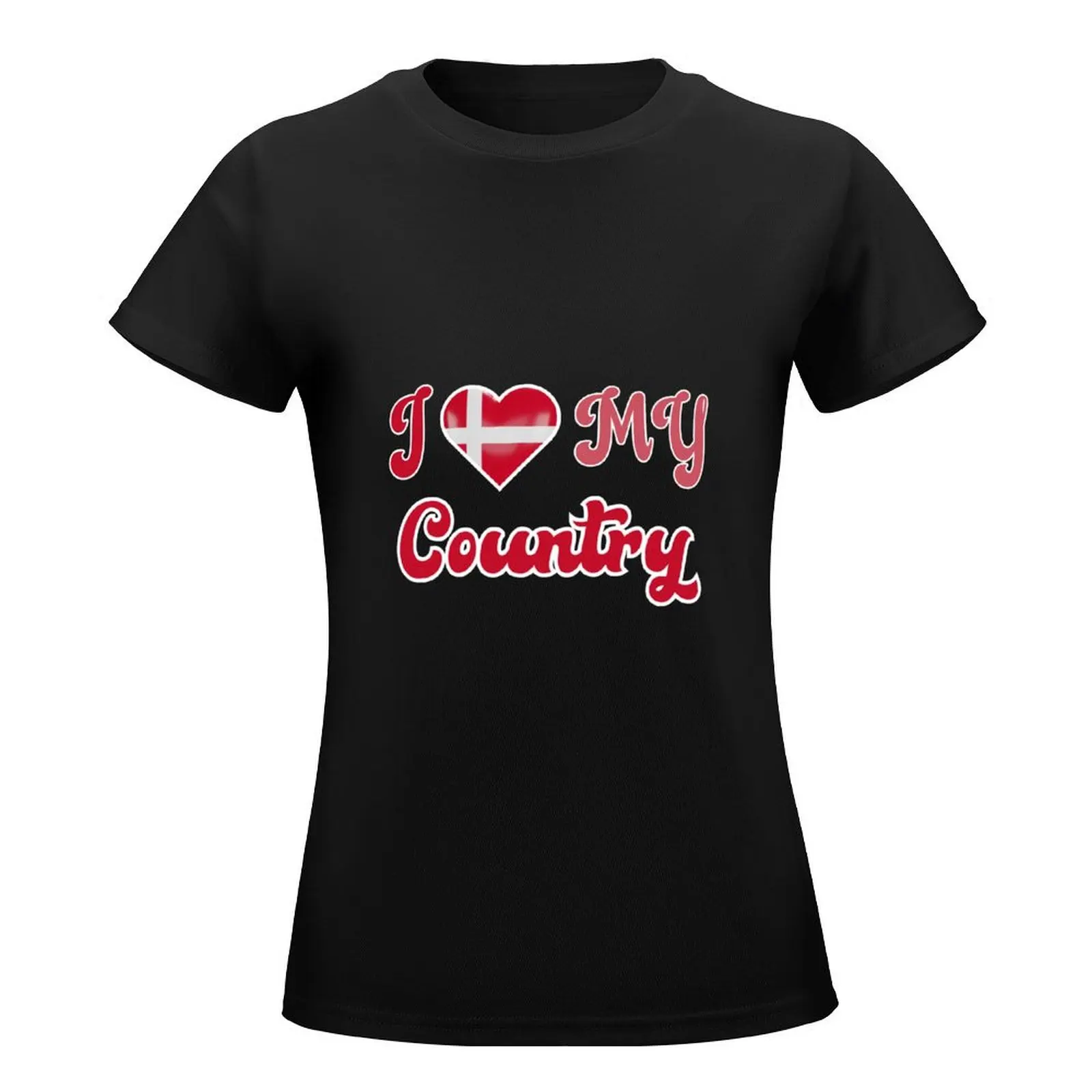 I Love my Country Denmark - Danish Pride T-Shirt animal print shirt for girls graphics funny korean fashion Women's t-shirt