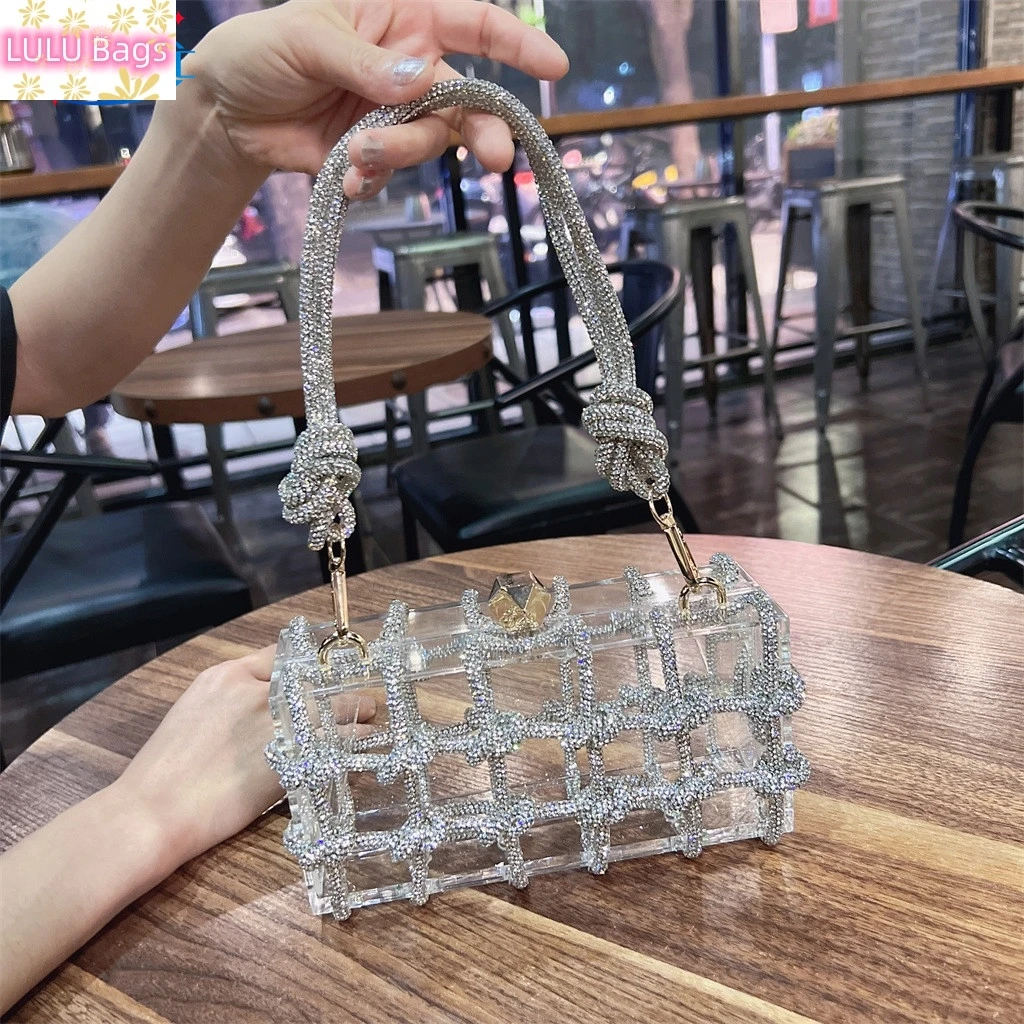 Luxury Fashion Diamonds Women Handbag Acrylic Small Square Hard Box Bag Banquet party evening bagTote Phone Clutch Underarm Bags