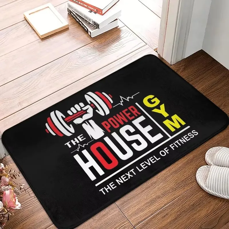 Gym Fitness Pattern Front Entrance Doormat Non Slip Rug for Home Indoor Entryway Decor Soft Flannel Floor Mat for Workout Room