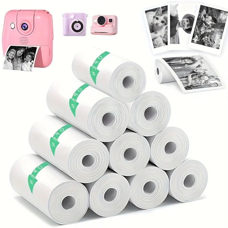 10Rolls Mini Thermal Printer Sticker Paper Self-Adhesive 57x25m Compatible with Most Mini Printers And Instant Kid Print Cameras