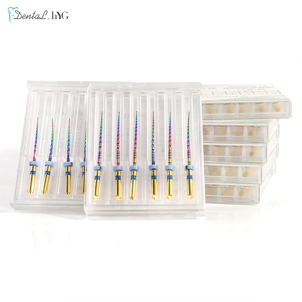 6 قطعة/صندوق قوس قزح سلسلة SX-F3 الذهب الملفات الحرارة المنشط NiTi قناة الجذر الملفات يمكن ثني العلاج اللبية ملف دوار