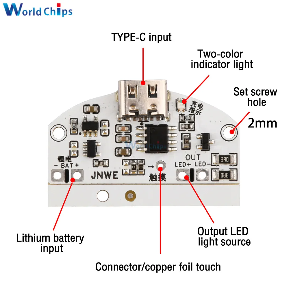 DC 5V TYPE-C Desk Lamp Circuit Board USB Charging Three Speed Stepless Dimming LED Touch Night Light Control Module