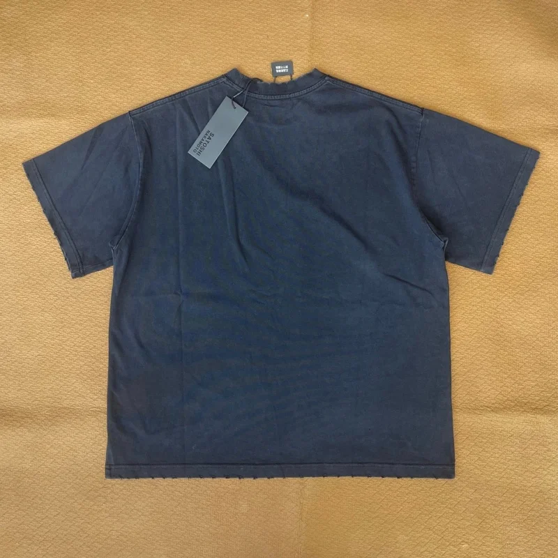 Mens Vintage Wash Short Sleeve T-Shirt Satoshi Nakamoto Oversized Night City Skyline Moon Star Front Print