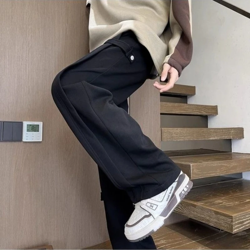 Trousers Straight Man Sports Pants New in Clearance Sale Harajuku Y2k Comfortable Autumn Winter Casual Plain Sweatpants for Men
