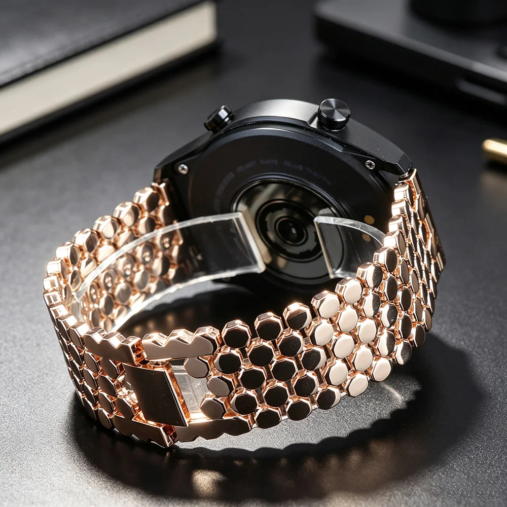 20/22mm Honeycomb Fashion Metal Strap For Huawei Watch GT 2e 3 4 5 6 Pro 46 42mm Bracelet Xiaomi Watch S 3 4 5 6 7 Color Band