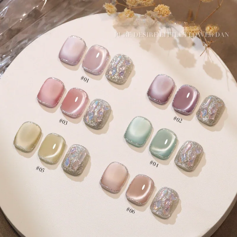 

15ml Sparkling Glass Bead Flash White Spar Cat Eye Nail Gel Polish Magnetic Gel Nude Color Semi Permanent Soak Off Nail Polish