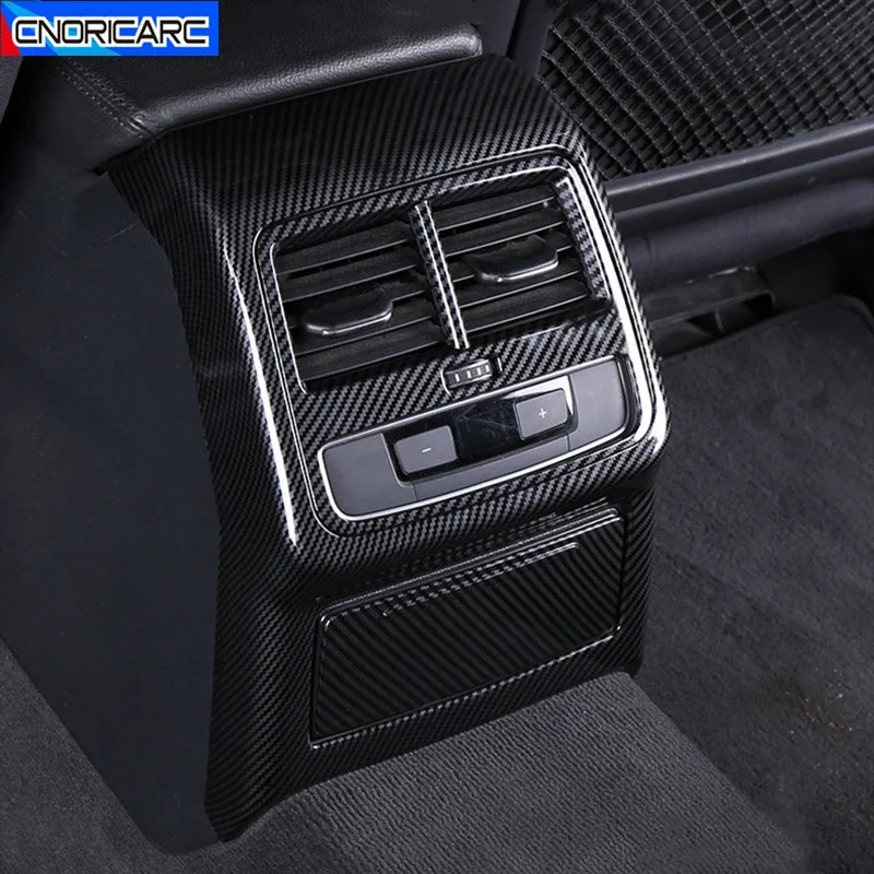 

Car Styling Rear Air Conditioner Outlet Frame Decoration Carbon Fiber Color Trim For Audi A4 B9 2017-2019 Interior Accessories