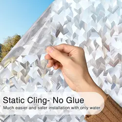 Window Privacy Film 3D Decorative Stained Glass Window Film Static Cling Door Window Covering Removable Window Sticker