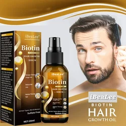 Suero para el crecimiento del cabello para hombres y mujeres, biotina, Spray anticaída, tratamiento del cuero cabelludo, aceite esencial para el cuidado del cabello de crecimiento rápido y grueso