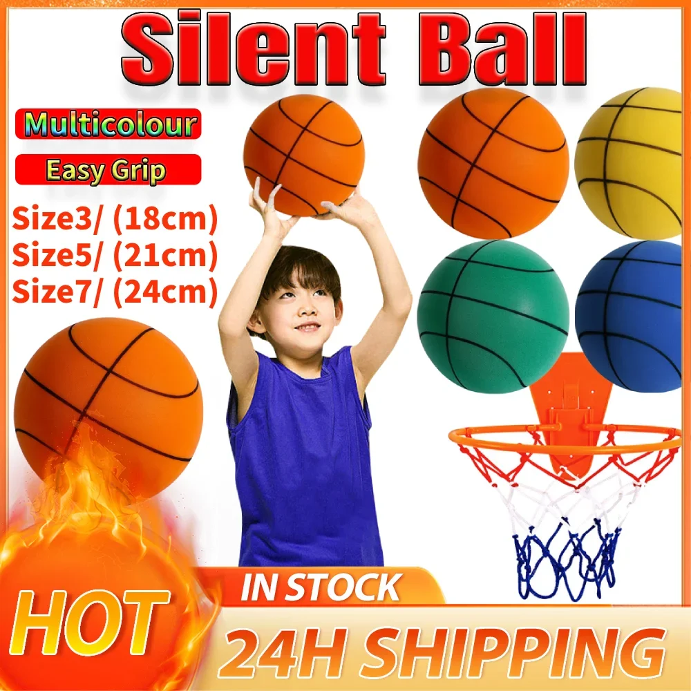 

21cm Easy Grip Silent Ball Size 5 Multicolour Elasticity Basketball for Youth Kids Birthday Christmas Gifts(Black with Rim)