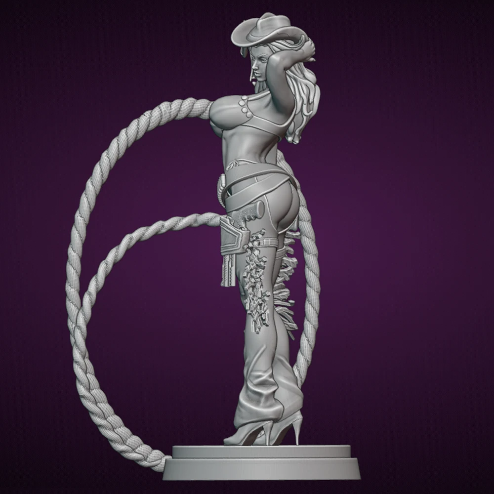 Belle-Kit de modelo de resina de vaquera Sexy, muñeca con estampado 3d, Kits de estatua de figura de resina sin montar, juguete sin pintar, juego Gk, 1/24