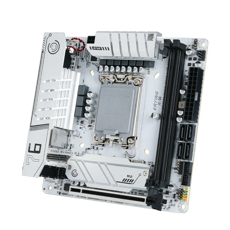 ERYING ITX B760i 게임용 마더보드 ARGB LGA 1700 115x 지원 코어 12/13/14th i9/i7/i5/i3/Pentium 듀얼 채널 DDR5 RAM 흰색