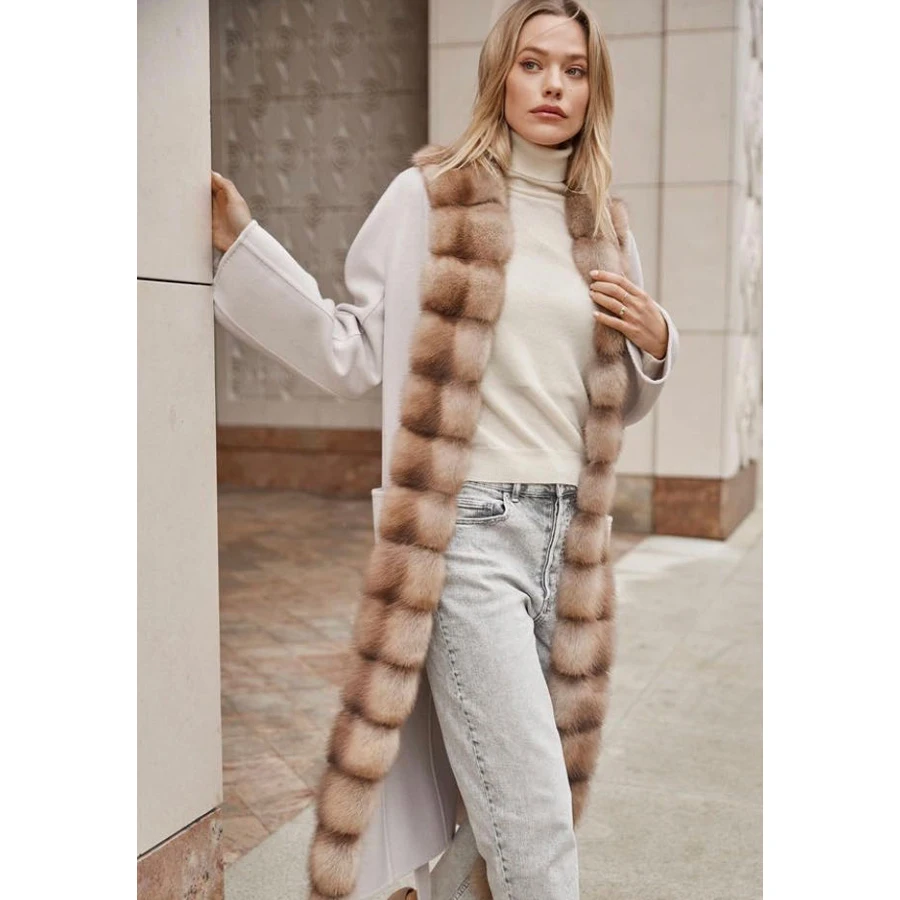 

Long Wool Coat With Fox Fur Trim White Wool Coats Women Winter Warm Wool Jacket Women Best Sellling