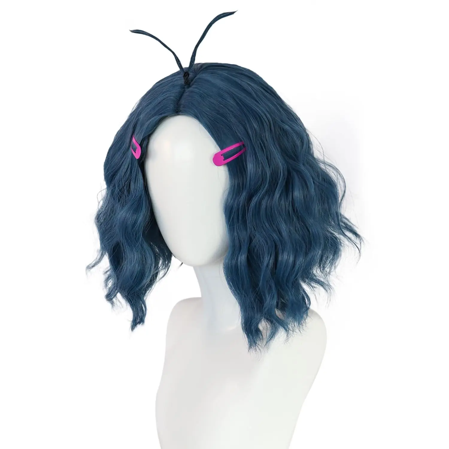 Inside Out 2 Envy Short Blue Curly Wig Anxiety Orange Wig Women Girl Cosplay Headgear Halloween Party Cosplay Costume