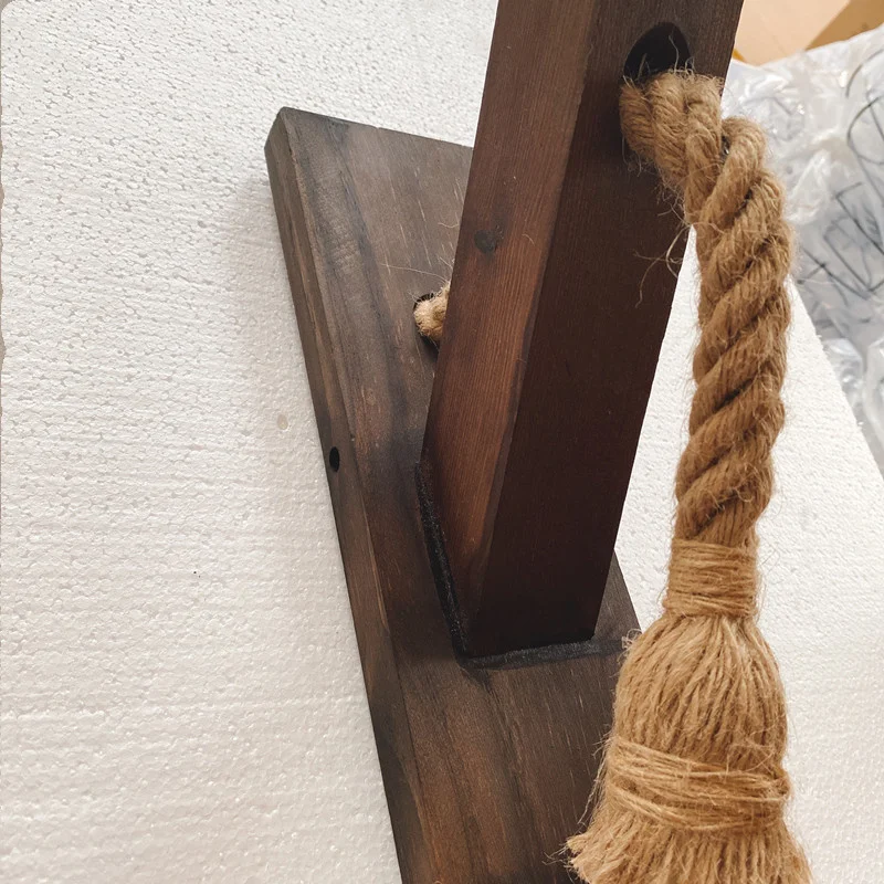 Hemp Rope Retro Wood Wall Lamp E27 Edison Bulb for Bar Loft Corridor Aisle American Decorative Wall Light Fixture Sconce 85-265V