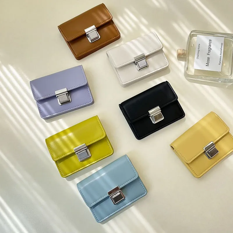MINI wallet for women,simple&portable,flip cover metal buckle card holder,loose change clutch for students, billeteras mujer