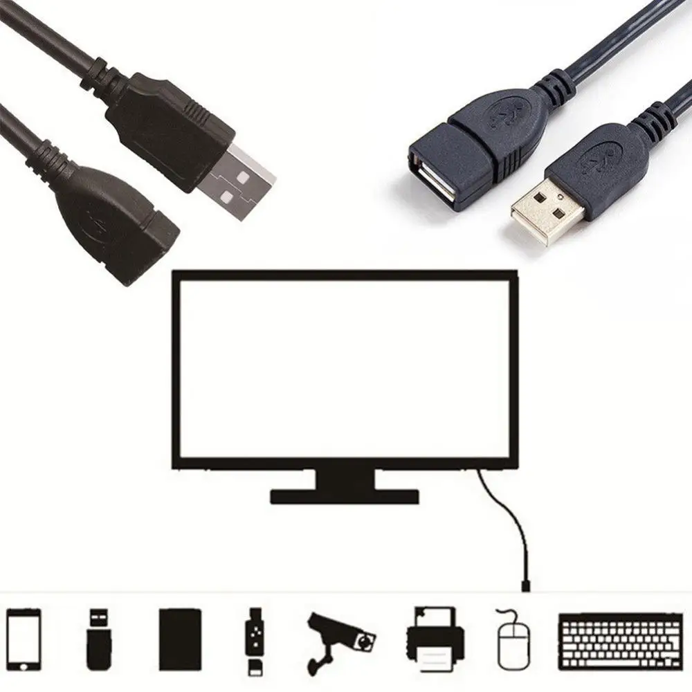1 متر USB 2.0 تمديد كابل ذكر إلى أنثى مزامنة البيانات سلك سلك مهايئ موصل ل القرص الصلب اللوحي