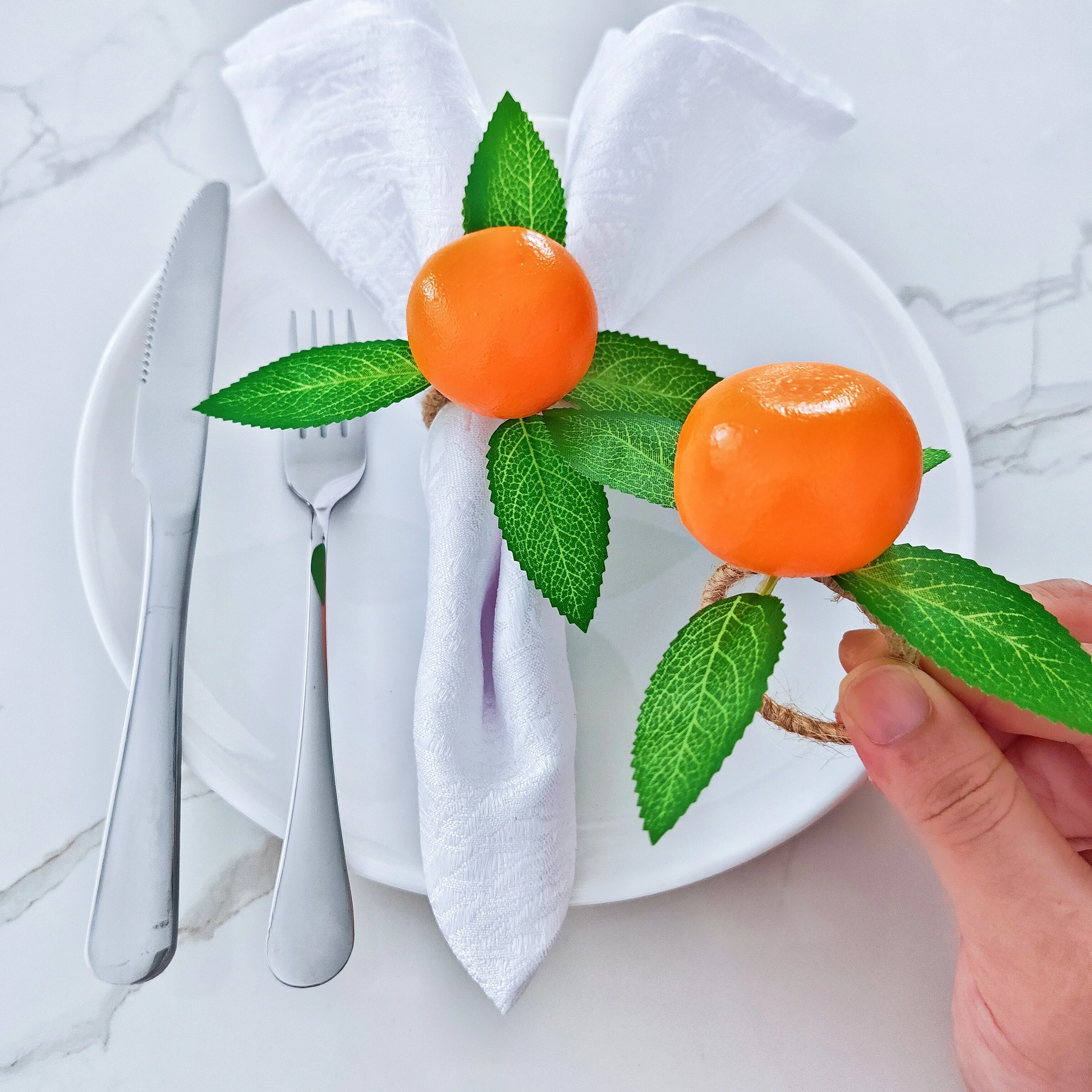 Handmade Simulated Orange Napkin Rings Set of 2/4/8 for Wedding Daily Party Table Decoration Handcrafted Home Decor Accessories
