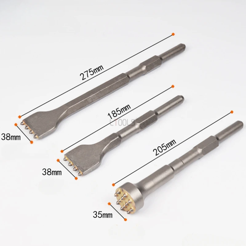 Imagem -05 - Liga Elétrica Ponto Groove Gouge Flor Martelo Broca Cinzel Parede de Concreto Pavimento de Cimento Ferramentas de Enrugamento de Superfície Broca de Ponte