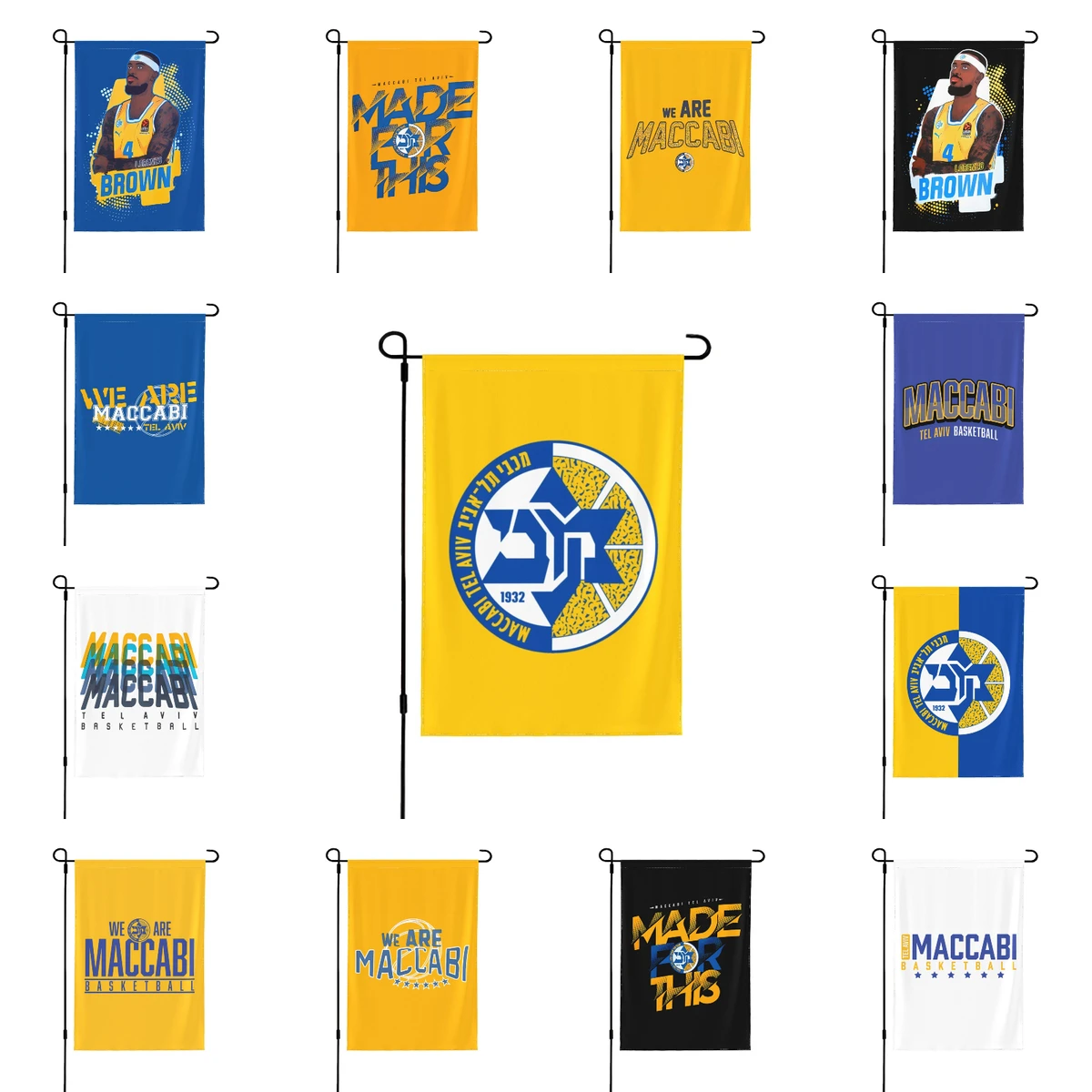 

Maccabi Tel Aviv Basketball Garden Flag Double-sided Printing Decorative Flags Yard Banner Holiday Flag Party Outdoor Home signs