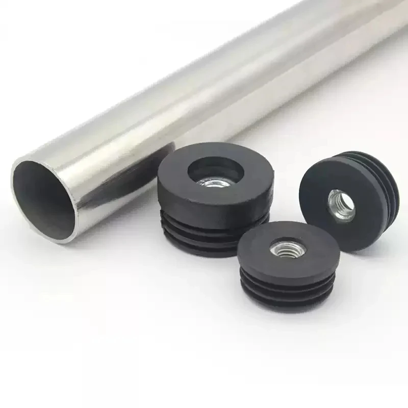 Black Round Plastic Pipe Inner Plug M6 M8 M10 For Furniture Table Chair Feet Adjustable Hole Cap