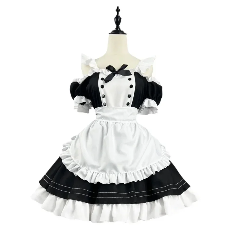 Sn88 czarny uroczy kot Lolita pokojówka sukienka cosplay kot dziewczyna pokojówka garnitur dla pokojówki kostiumy sceniczne S -5XL% # 2 @