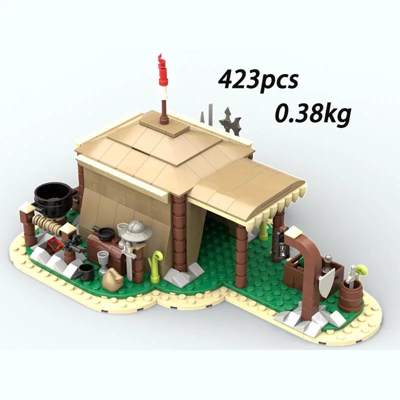 Spot blocchi di assemblaggio di piccole particelle MOC-85668 Knight Camp 202692 Modello di fattoria medievale 87706 ornamento creativo stabile