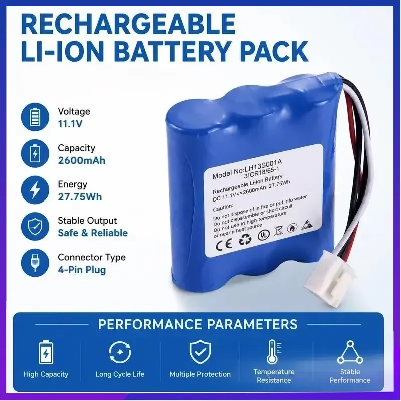 New 11.1V Lithium‑ion Battery for Mindray BeneHeart R3 UMEC10 MEC6 LI13S001A 3ICR18/65 Equipment Replacement