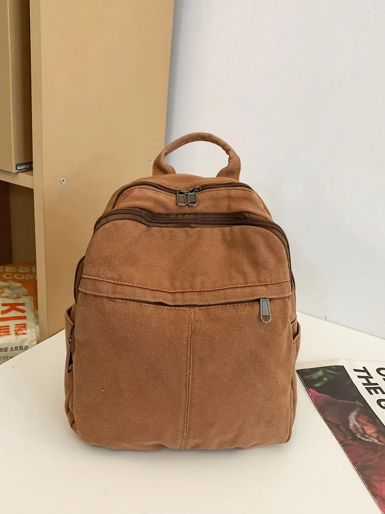 

2024 New Women's Bag Fashionable and Simple Backpack High Quality Large Capacity Book Bag Canvas Youth Cute