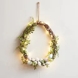 Easter Wreath Simulation Egg Wreath Spring Simulation Flower Wreath Door Hanging Decoration