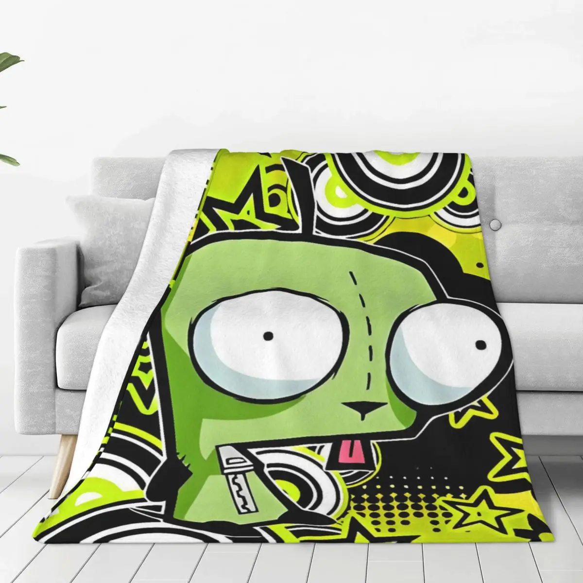 Custom 3D Printed I-Invader Z-Zim Cartoon Blankets Comfortable Soft Flannel Winter Throw Blanket for Sofa Home Bedding