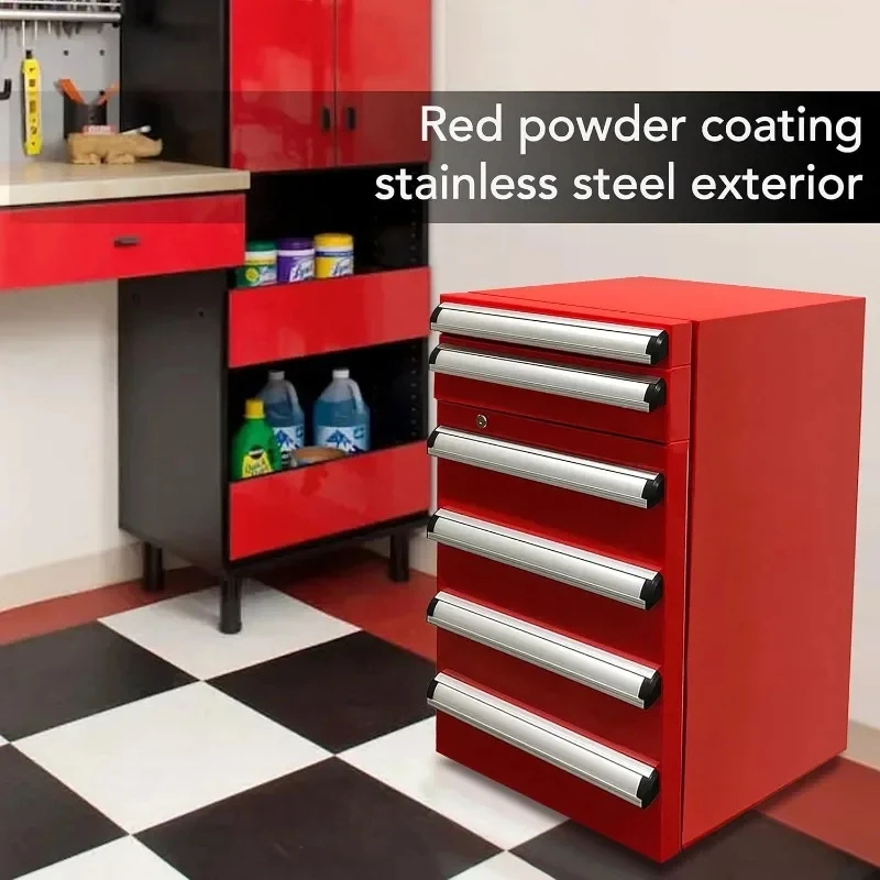 صندوق أدوات محمول قدم مكعب ، ثلاجة مع درجين وأقفال ، مسحوق أحمر مبطن ، حجم واحد