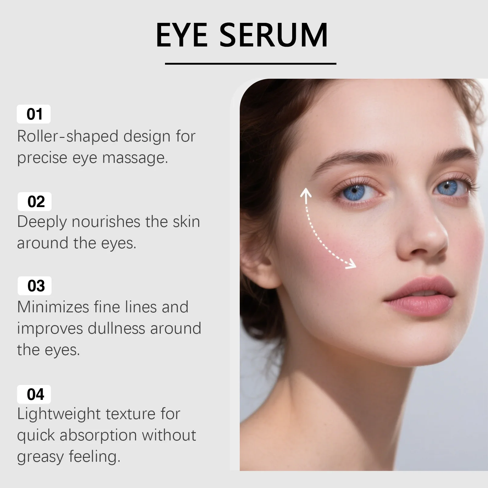 Anti Dark Circle Eye Serum Remove Wrinkle Firming Eye Bag Fade Fine Line Whitening Hydrate Brighten Eye Massage Roller Skin Care - Image 3