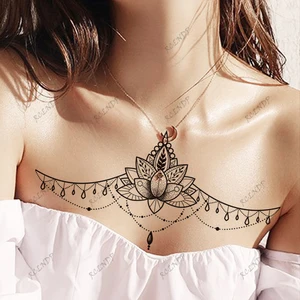 ماء الوشم المؤقت، فو زهرة، أنماط هندسية، فلاش الوشم، الصدر وتاتو ملصق للفتاة والنساء أعلى 10 بيع الوشم للمرأة بعقب - No10