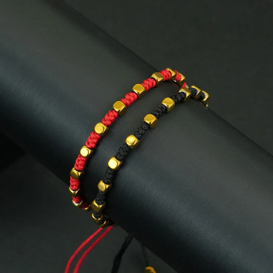 Handmade Braided Luck Bracelet Unisex Handmade Golden Healing Hematite Stone Wish Wristband Thanksgiving Day Couple Accessories