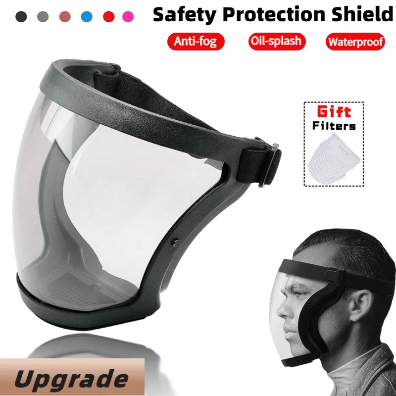 Transparant Veiligheidsbescherming Volledige Gezichtsbescherming Keuken Anti-Splash Gezichtsbescherming Anti-Mist Veiligheidsbril Gezichtsmasker Met Filters