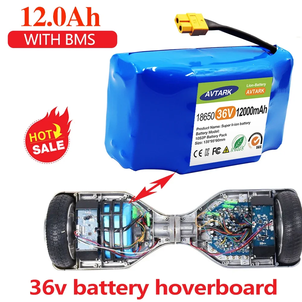 

36V Rechargeable Li-ion Battery Pack 12000mAh 12Ah Lithium Ion Cell For Electric Self Balance Scooter Hoverboard Unicycle