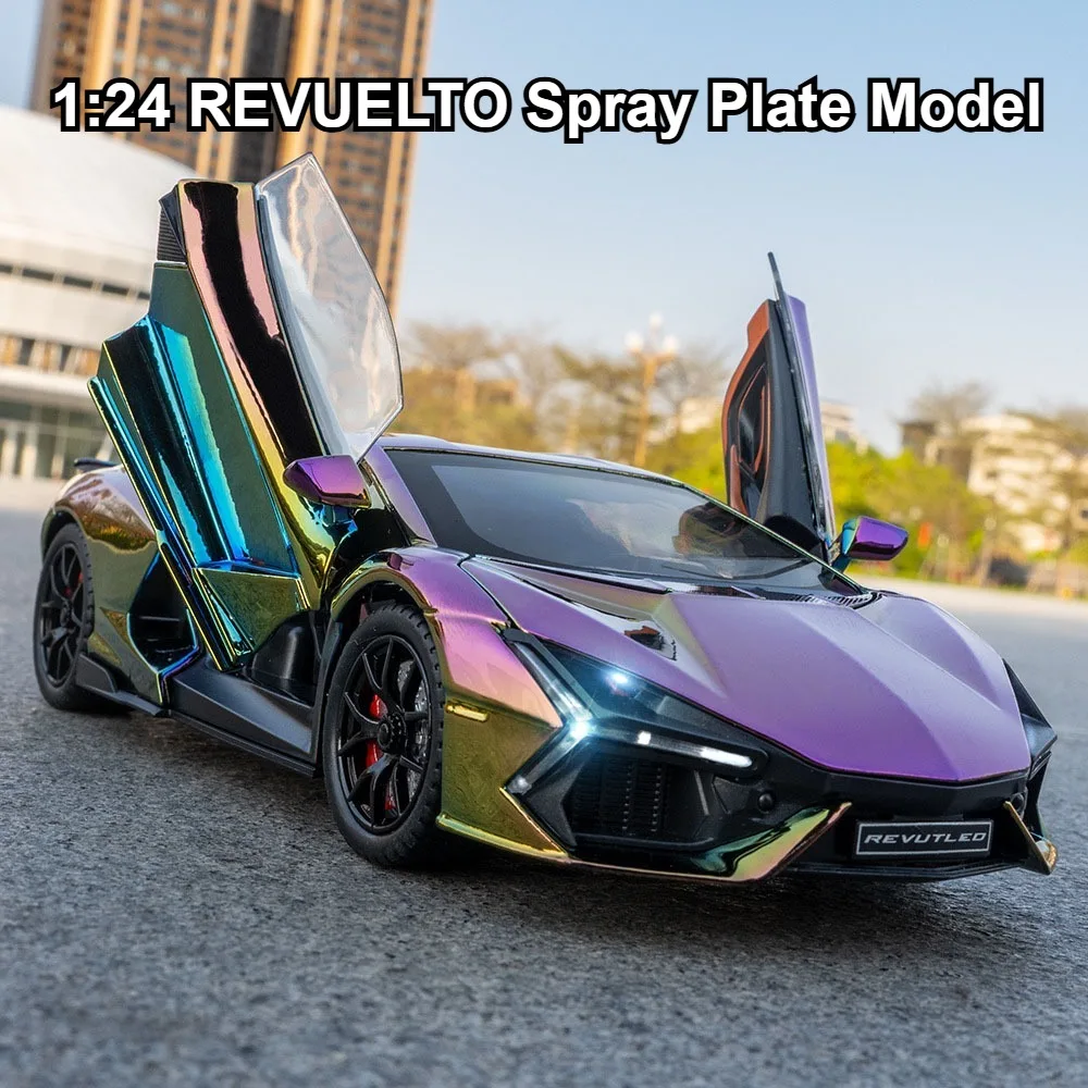 1:24 Lambor Revuelto Legierung Sportwagen Druckguss Modell Spielzeug Türen Geöffnet Sound Licht Zurückziehen Miniatur Autos Freund Urlaub Geschenk – Detail 1