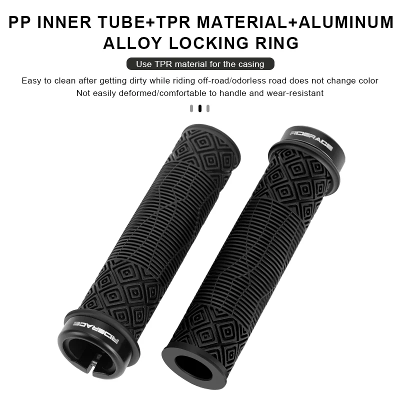RIDERACE Bicycle Handlebars Grips Anti-skid Comfy Bar Ends Bike Handle Bar Bmx Steering Grip TPR Rubber Ergonomic Mountain Mtb - view 4