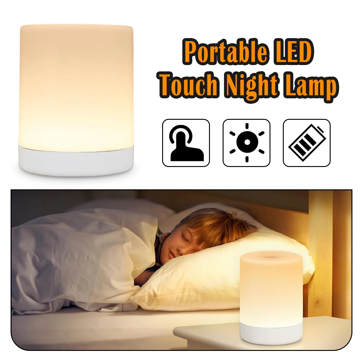 

Led Round Touch Light Dimmable Colour Warm White Rechargeable Table Lamp Eye Protection Night Bedside Sleep Bedroom Desk For