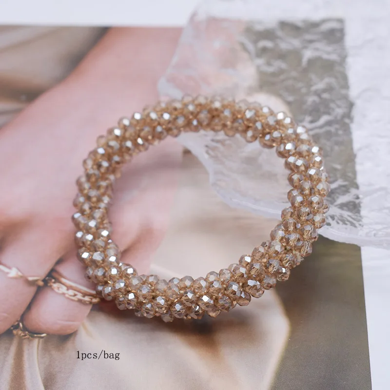Gemengde kleur trendy glazen kralen armband elastische handgemaakte strandarmbanden voor vrouwen cadeau nieuwe haaraccessoire glazen kralen armband