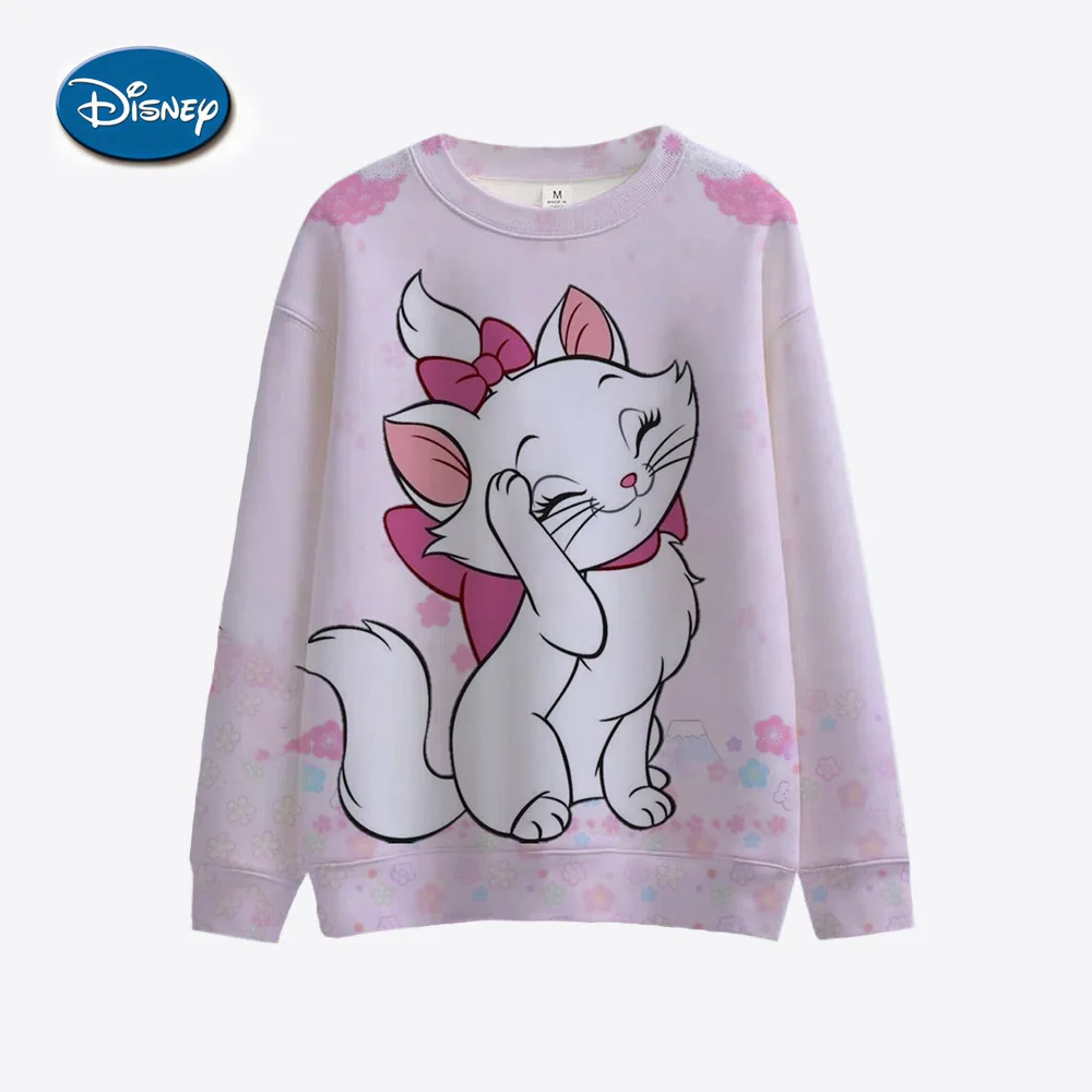 Disney Mary Cat Anime Women\'s Hoodie Spring and Autumn Edition Women\'s Round Neck Hoodie 2024 New Casual Sportswear Top