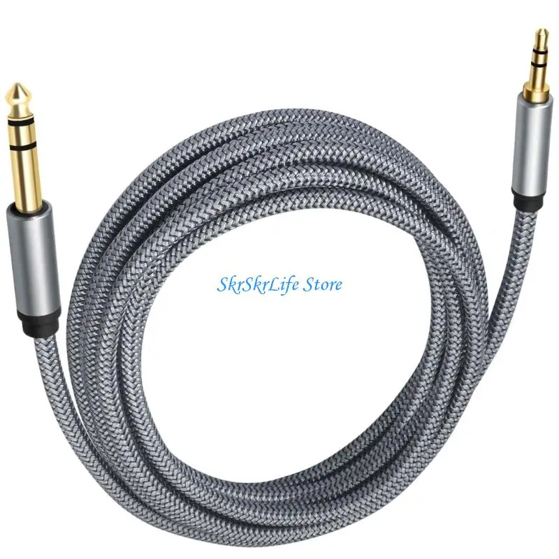 E65E Secure Braided Video Line 1/4Inch TRS To 1/8Inch Male 3.5mm Cable For Auditory