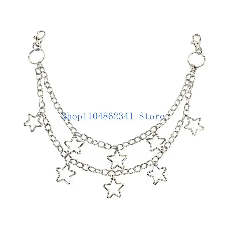 

5asd цепочка для брюк металлик в стиле панк 2-слойная подвеска со звездой джинсовая цепочка одежда декоративная цепочка на талию