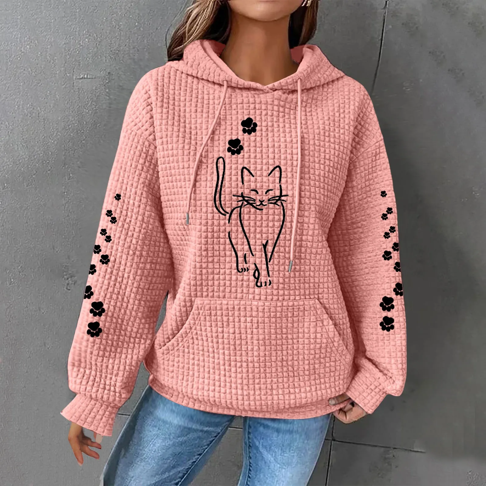 

Womens Cat Print Hoodie Soft And Comfortable Causal Long Sleeve Hoodie With Pockets Autumn Winter Warm Pullover Sweatshirt