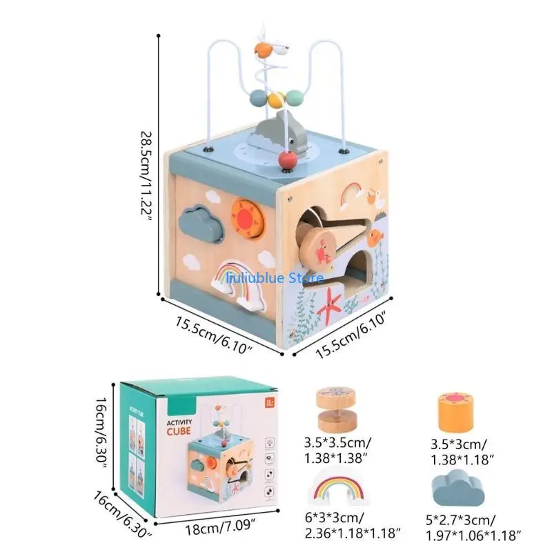 Đồ chơi mê cung hạt dành cho trẻ mới biết đi bằng gỗ con lăn đầy màu sắc
