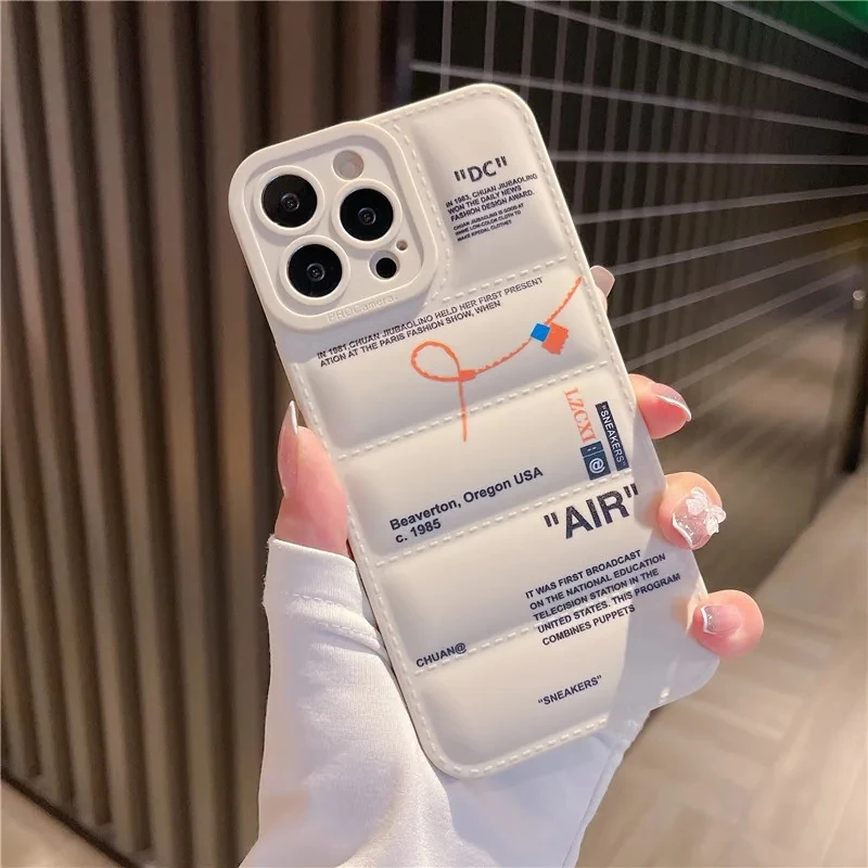 Chaqueta de plumón de silicona suave de lujo, funda a prueba de golpes para iPhone X, XS, XR, 11, 12, 13, 14, 15Pro Max, Popular, cubierta anticaída